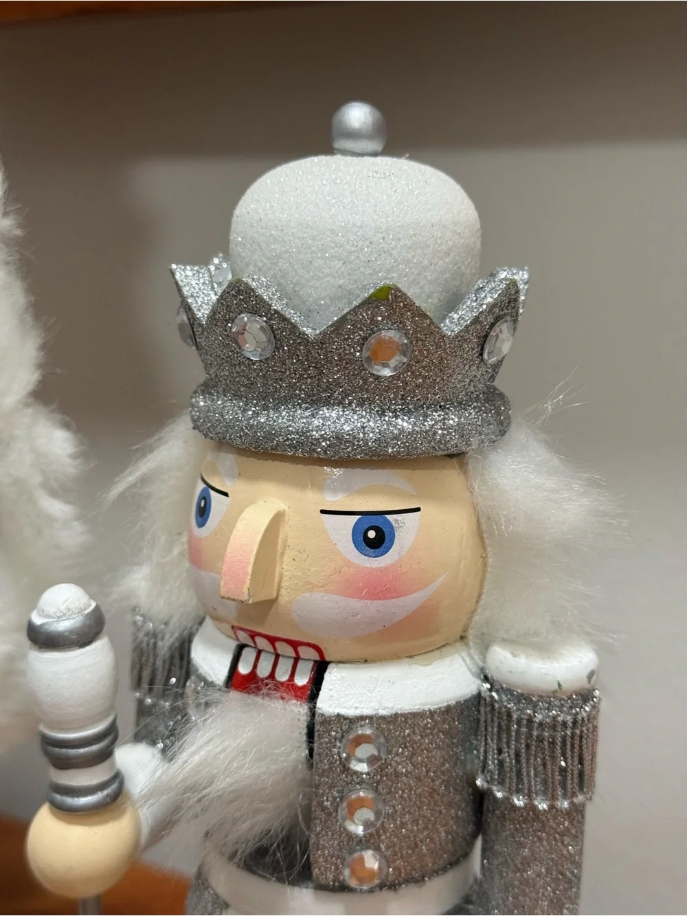Holiday White and Silver Nutcracker Figurines - Set of 2